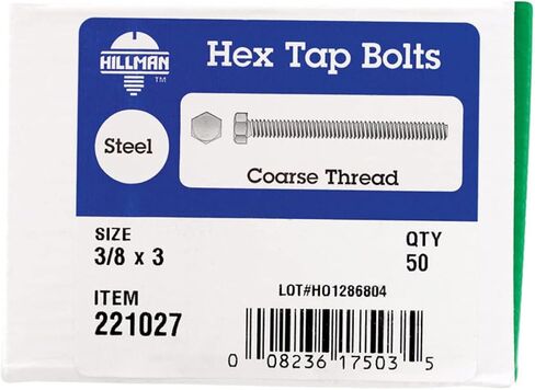 Hillman Hex Tap Bolts 3/8" X 3" Zinc Finish Zinc Finish 50 / Box in Saudi Arabia