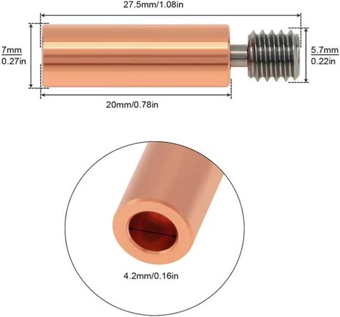 2pcs Smooth Heatbreak Upgrade All Metal Titanium and Copper Bimetal Throat Nozzle for Ender 3 V2 Ender 3 Pro CR10 3D Printer Hotend in Saudi Arabia