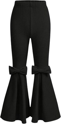 Floerns Girl's Stretchy Elastic High Waist Bow Front Bell Bottom Flare Leg Pants in Saudi Arabia