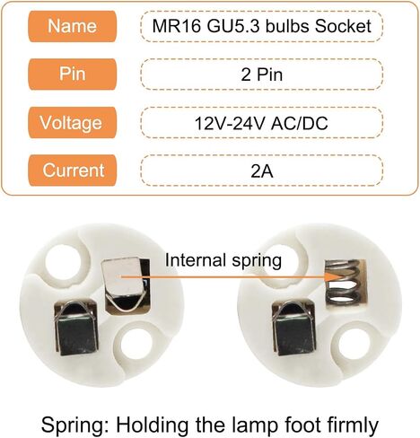 LED MR16 GU5.3 Socket, 10pcs Halogen Lamp Bulb Ceramic Connector Wire Adapter MR11 G4, Incandescent CFL Holder Base Plug Converter in Saudi Arabia