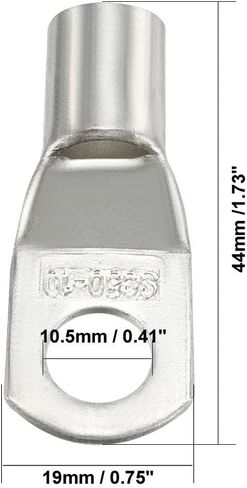 uxcell Copper Wire Lugs,7AWG SC50-10,Bolt Hole,Battery Cable Ends Eyelets Crimp Tubular Ring Terminals Connectors Silver Tone 20Pcs in Saudi Arabia
