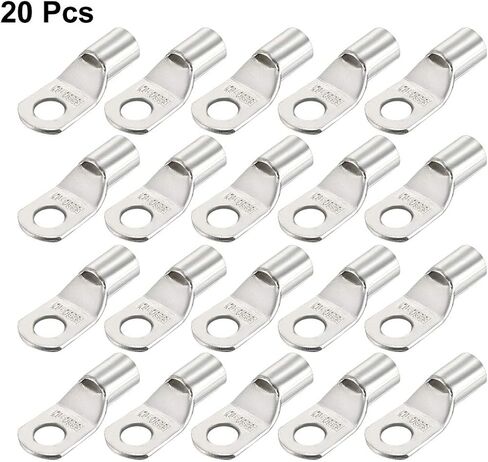 uxcell Copper Wire Lugs,7AWG SC50-10,Bolt Hole,Battery Cable Ends Eyelets Crimp Tubular Ring Terminals Connectors Silver Tone 20Pcs in Saudi Arabia