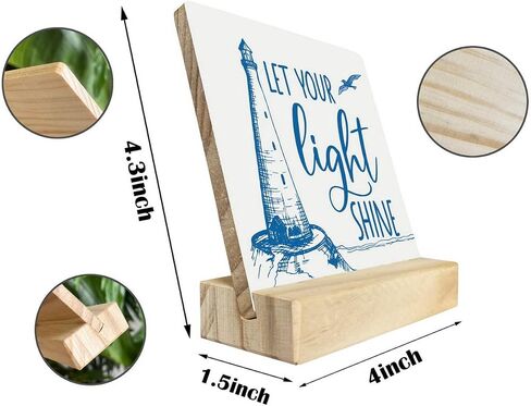 Light House Wooden Table Sign, Let Your Light Shine, Plaques Gift with Wooden Stand, Lighthouse Decor, Inspiration Positive Plaque, Coastal Decorations for Home or Farmhouse, Beach House Sign in Saudi Arabia