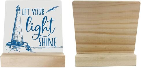 Light House Wooden Table Sign, Let Your Light Shine, Plaques Gift with Wooden Stand, Lighthouse Decor, Inspiration Positive Plaque, Coastal Decorations for Home or Farmhouse, Beach House Sign in Saudi Arabia