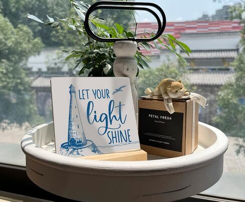 Light House Wooden Table Sign, Let Your Light Shine, Plaques Gift with Wooden Stand, Lighthouse Decor, Inspiration Positive Plaque, Coastal Decorations for Home or Farmhouse, Beach House Sign in Saudi Arabia