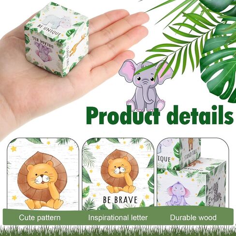 6 Pcs Inspirational Woodland Animal Nursery Decor Wooden Forest Animals Bear Raccoon Fox and Deer Decor Blocks Woodland Table Decor Woodland Creatures Decor,1.6 inch(Safari) in Saudi Arabia