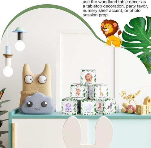 6 Pcs Inspirational Woodland Animal Nursery Decor Wooden Forest Animals Bear Raccoon Fox and Deer Decor Blocks Woodland Table Decor Woodland Creatures Decor,1.6 inch(Safari) in Saudi Arabia