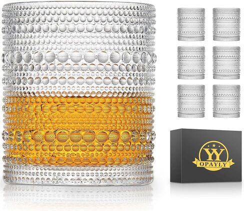 hobnail Drinking Glasses Old Fashion Glass 10oZ rocks glasses Set of 4 glasses Water Juice Cocktail Vintage Glassware Set Gift for Men Women in Saudi Arabia