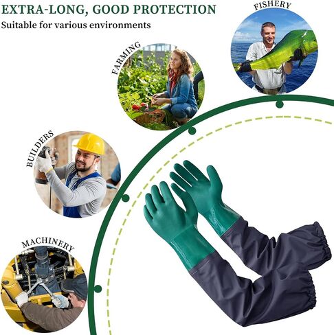 Full Arm Pond Gloves with Cotton lining Extra Long Waterproof Gloves for Pond Cleaning Care/Machinery Industry 25-inch in Saudi Arabia