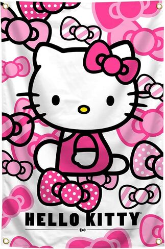owpIa Cartoon Pink Cat Tapestry Cute Anime Banner Decorations Bedroom Living room Dormitory Wall Hanging with 4 Brass Grommets 3x5 Feet in Saudi Arabia
