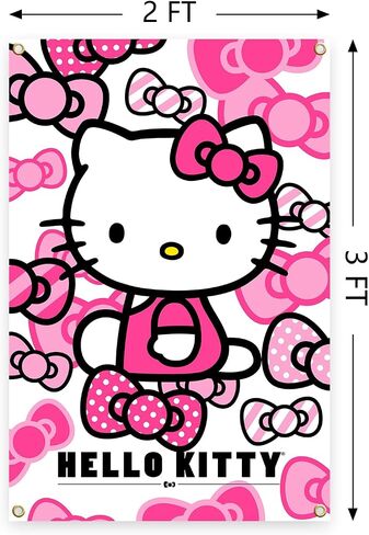owpIa Cartoon Pink Cat Tapestry Cute Anime Banner Decorations Bedroom Living room Dormitory Wall Hanging with 4 Brass Grommets 3x5 Feet in Saudi Arabia