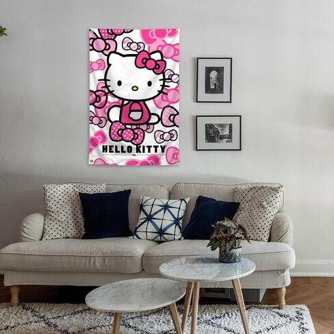 owpIa Cartoon Pink Cat Tapestry Cute Anime Banner Decorations Bedroom Living room Dormitory Wall Hanging with 4 Brass Grommets 3x5 Feet in Saudi Arabia