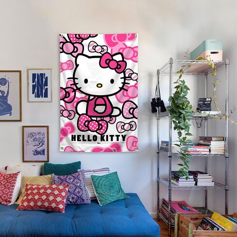 owpIa Cartoon Pink Cat Tapestry Cute Anime Banner Decorations Bedroom Living room Dormitory Wall Hanging with 4 Brass Grommets 3x5 Feet in Saudi Arabia