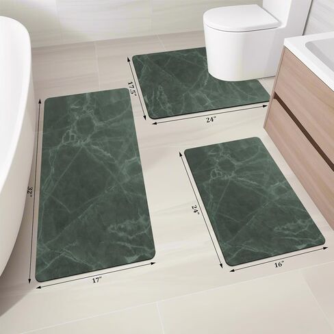 chakme Thin Bath Mat Sets, Rubber Bathroom Rugs Sets 3 Pieces, Non Slip Absorbent Quick Dry Thin Bathroom Rugs Fit Under Door Bath Mats U Shape Toilet Mats Set for Bathroom Bathtub Sink (Dark Grey) in Saudi Arabia