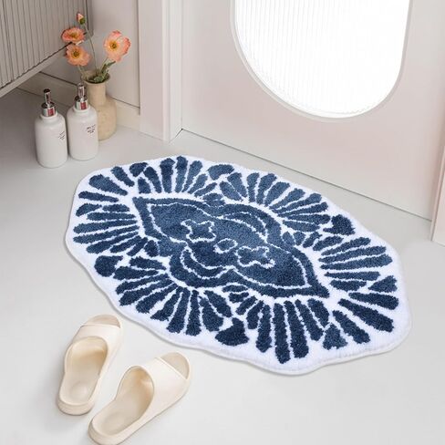 Bathroom Runner Rug 24x60 Non Slip Absorbent Bath Mats for Bathroom Long Bathroom Rugs Machine Washable Carpet Runner Rug for Hallway Bathroom Shower Light Blue in Saudi Arabia