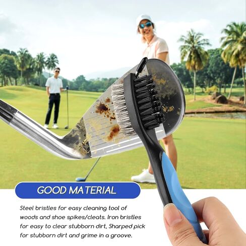 منشفة جولف، منشفة جولف من الألياف الدقيقة المغناطيسية، مناشف جولف من الألياف الدقيقة قوية التحمل مع فرشاة تنظيف، مناشف جولف لحقائب الجولف للرجال، مجموعة إكسسوارات الجولف المحمولة (أزرق) in Kuwait