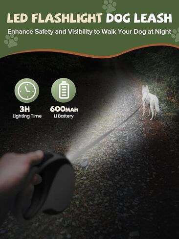 Retractable Dog Leash with Led Light, Douexio 16ft Rechargeable Walking Dog Leash for Small Medium Dogs Up to 66 lbs,360° Tangle-Free, One-Button Control, High Strength Hook in Saudi Arabia