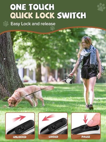 Retractable Dog Leash with Led Light, Douexio 16ft Rechargeable Walking Dog Leash for Small Medium Dogs Up to 66 lbs,360° Tangle-Free, One-Button Control, High Strength Hook in Saudi Arabia