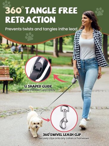 Retractable Dog Leash with Led Light, Douexio 16ft Rechargeable Walking Dog Leash for Small Medium Dogs Up to 66 lbs,360° Tangle-Free, One-Button Control, High Strength Hook in Saudi Arabia