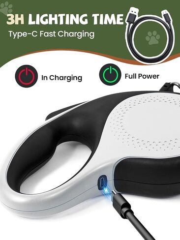 Retractable Dog Leash with Led Light, Douexio 16ft Rechargeable Walking Dog Leash for Small Medium Dogs Up to 66 lbs,360° Tangle-Free, One-Button Control, High Strength Hook in Saudi Arabia