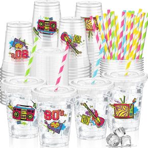 FoldTier 50 Pcs Checkered Racing Party Plastic Cup 12 Oz Checkered Flag Thick Clear Cup Black and White Checkered Cups Race Car Birthday Party Supplies for Racecar Sports Themed