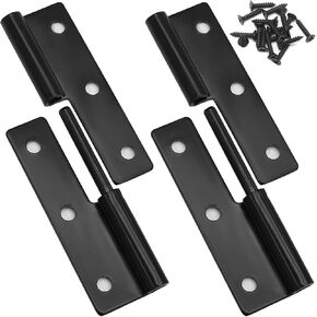 Murtenze 2 PCS Black Lift Off Hinge, 2.5Inch Left Detachable Hinges Slip Joint Flag Hinges with Screws Rising Butt Cabinet Door Hinges(Left Handed)