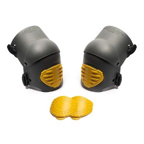 TSE Safety - TSE-TFLX-XL Flex Work Knee Foam Padding Pads - Anti-Slip Strong Double Straps Comfortable Knee Protection Breathable Heavy Duty for Indoor and Outdoor Use – XL, Black & Yellow