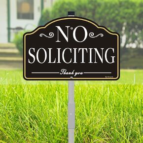 1 Pack No Soliciting Sign for House- with 28" Alloy Stake - 12" x 8" Metal No Soliciting Yard Sign for Home- Aluminum No Solicitors Sign - No Solicitation Signs for Home - No Fade & Rust-Free