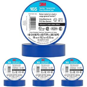 3M Temflex Multi-Purpose Vinyl Electrical Tape 165, Black, 3/4 in x 60 ft (19 mm x 18 m), 10 Roll Pack