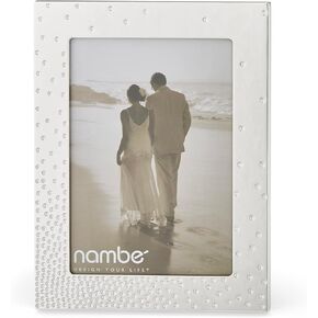 nambe Dazzle Picture Frame, 5" x 7" | Photo Frame with Tempered Glass | Vintage and Contemporary Design | Tabletop Display Family, Friends, Wedding Gift, Home Office Décor | Silver Plate and Glass