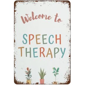 Vintage Funny Wall Decor Sign Welcome to Speech Poster Speech Therapy Poster Speech Therapy Room Decor 12x8 Inch Decor for Room Cafe Restaurant Office Bar Club Garage