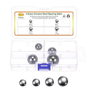 uxcell 4pcs G16 Precision Balls Assortment Kit 5/8" 3/4" 7/8" 1" Chrome Steel Solid Bearing Balls
