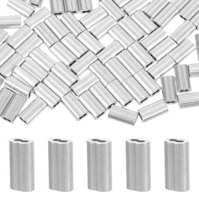 CLISPEED Wire Rope Sleeves: 1.0mm 100pcs Aluminum Crimping Loop Sleeves Cable Crimps Ferrules Wire Rope Crimping Tool for Wire Rope and Cable Line