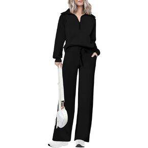 Women 2 Piece Outfits Sweatsuit Oversized Half Zip Sweatshirt Sweatpants Tracksuit Fall Sweat Lounge Matching Set 2024
