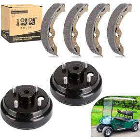 10L0L Golf Cart Brake Drums & Brake Shoes Kit for EZGO TXT 1996-up Electric Vehicles, Replace OEM 70794G01 70795G01 27943G01 27945G01