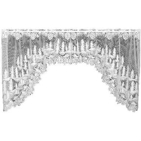 Heritage Lace Pinecone 70-Inch Wide by 38-Inch Drop Swag Pair, White