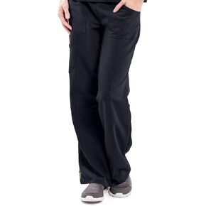 ave Scrubs 5570BLKXS بنطال طبي للنساء، باسيفيك افي، نمط ساق مستقيمة للتخسيس، جيوب كارجو، رائع للممرضات، أسود، X-Small in Kuwait