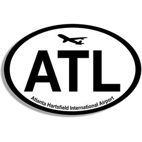 Oval ATL Atlanta Airport Code Sticker (ga jet fly air hub pilot flying vinylo decal for car truck jet laptop or plane (3 x 5 inch)