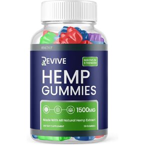 Revive Hemp Gummies, Revive Gummies Advanced Strength Max Performance Blend - Official Formula - Big Size Gummies 25mg Per Gummy, 1500mg Hemp Per Bottle, Great Taste, New 2023 Formula (60 Gummies)