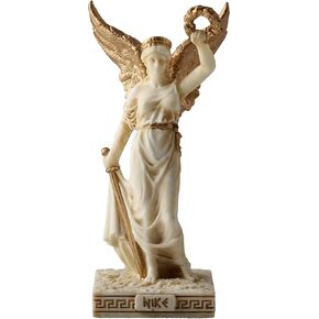 Veronese Design Nike Greek Goddess of Victory Resin Miniature Handpainted White Gold Finish