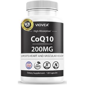CoQ10 - Made in USA, 120 Capsules, 200mg (4-Month Supply), Ultra High Absorption Coenzyme Q10 Supplement - Antioxidant for Heart, Vascular Health and Energy Boost