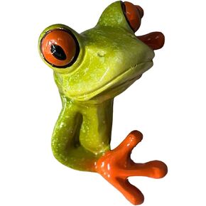 Funny Frog Doll 3D Resin Frog Desktop Computer Monitor Decoration Desktop Funny Cute Frog Sculpture Car Jewelry Landscape Decoration Small Animal Ornament Gift for Friend (Side Style Frog)
