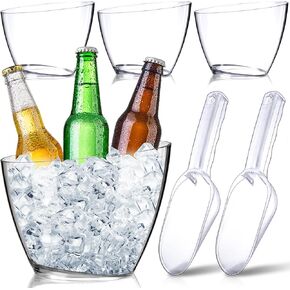 4 Pcs Acrylic Ice Buckets 5.2l Champagne Wine Buckets for Parties Plastic Acrylic Ice Tub Acrylic Ice Bucket Cooler with 2 Pcs Ice Scoop for Bar Parties Beer Wine Drinks Bottles in Kuwait