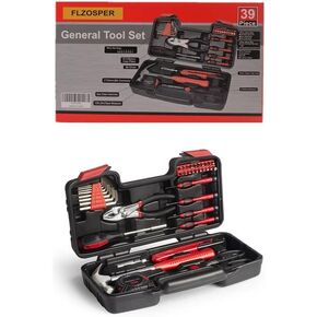 39-Piece General Tool Set-Essential Household Hand Tool Kit with Portable Toolbox Storage Case（Pink）