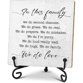 Family Signs Home Decor Gifts for Family, Home Office Desk Decor Wood Plaque with Stand, Rustic Farmhouse Decor the Home Sign - C38 in Kuwait