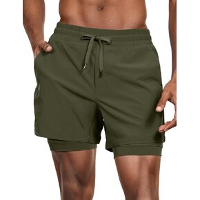 CRZ YOGA 2 in 1 Mens Athletic Shorts with Liner 5'' Quick Dry Lightweight Running Sports Gym Shorts with Pockets
