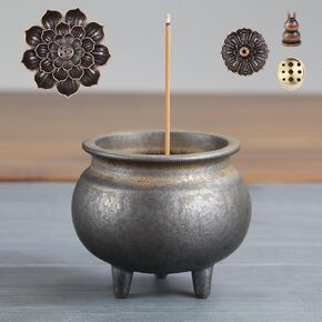 Antique Gilding Ceramic Incense Burner Stick Holder, Minimalist Retro Three-Footed Design, for Sticks Backflow Incense Palo Santo Sage Bundle, Meditation Yoga Massage Home Decor, Easy Clean