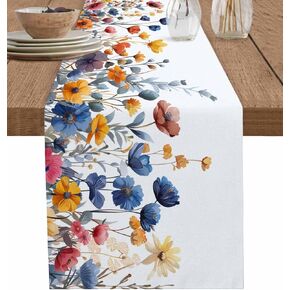 Abstract Purple Table Runners 72 inches Long, Farmhouse Linen Dining Table Runner Dresser Scarves,Washable Non-Slip Decorative Table Runners for Wedding Party Holiday Dinner