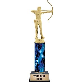 Personalized Archery Trophy, 11" Blue Male Archery Trophy Award, Customize Now Prime