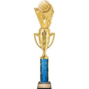 Crown Awards Volleyball Tournament Trophies - 14" Volleyball Fireball Gold Cup Trophy with Custom Engraving Prime